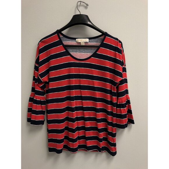 MICHAEL Michael Kors Top womens small Striped Nautical Red white blue‎ blouse - Picture 1 of 4